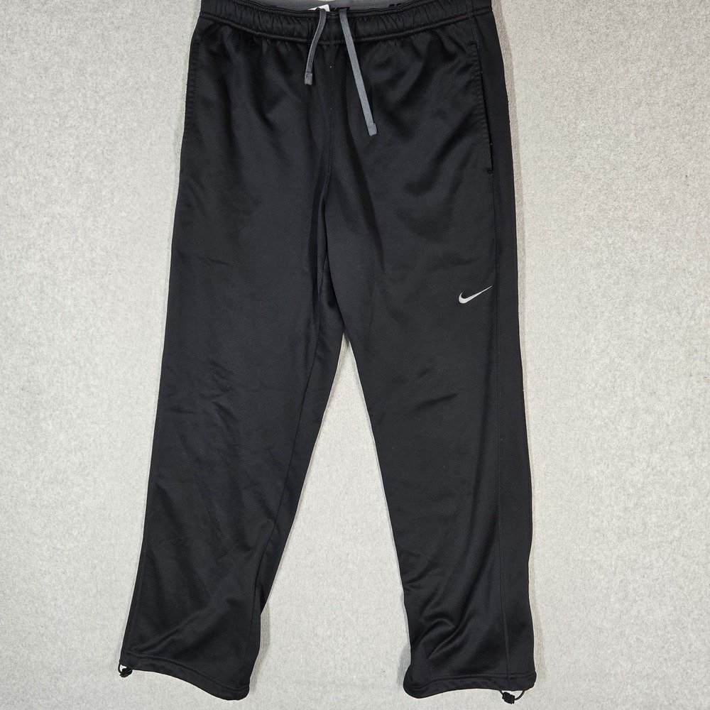 Nike Men Activewear Pants M Black Track Pants Sweatpants Fleece THERMA-FIT